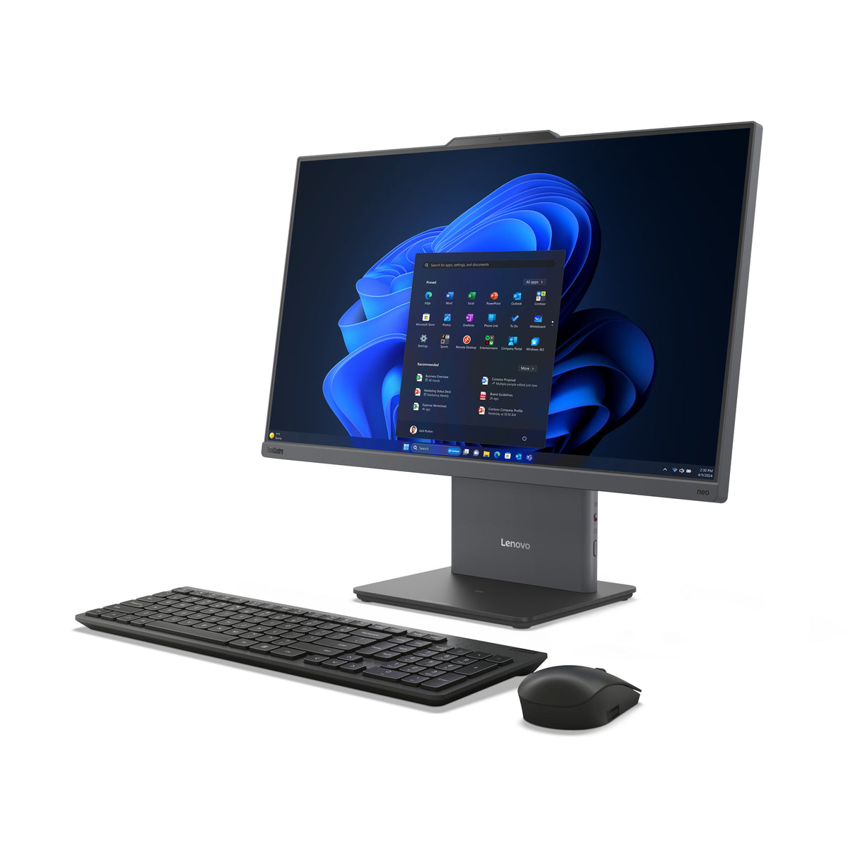 Lenovo ThinkCentre neo 50a 24 Gen 5 Intel Core i5-1240H 23.8" All-in-One PC, 16GB DDR5, 512GB SSD, Windows 11 Pro, Wi‑Fi 6, Grey