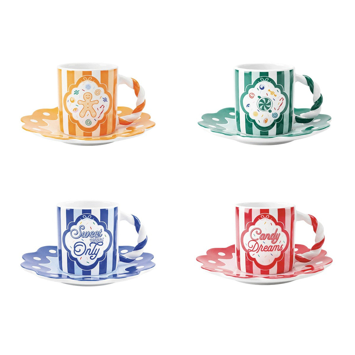 Set of 4 Cups with Saucers NCANDY003 Bialetti