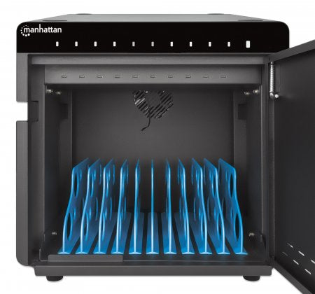 Manhattan 10-Bay Lockable USB-C Charging Cabinet for iPad to 11" and Other Devices (Desktop, EU/UK Power Cords)