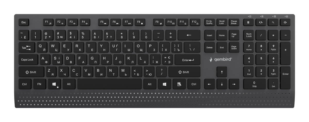 Gembird KB-MCH-06-CYRL Slim wired multimedia keyboard with Type-C adapter, Cyrillic layout, black