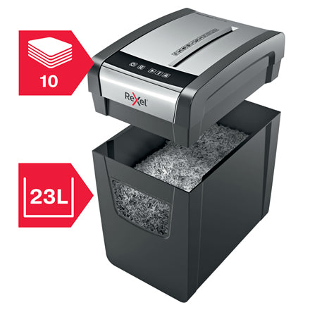Rexel Momentum X410-SL Paper Shredder – Cross Shredding, Black/Grey