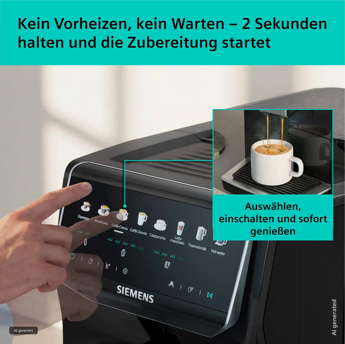 Siemens EQ500 iAroma TP553E07 15 bar espresso machine | Piano black