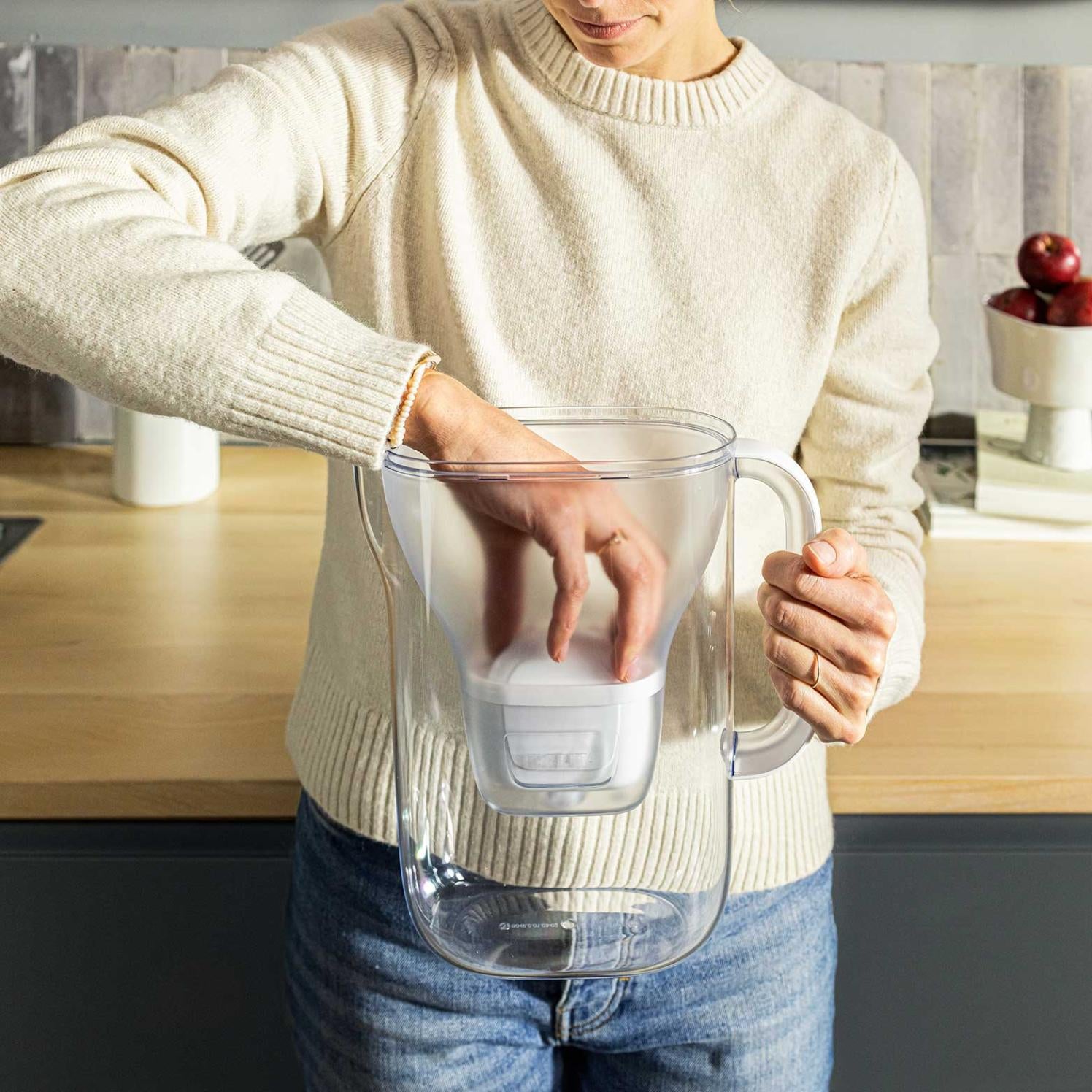 Brita Style Essential Water Filter Jug with 3 Sand-Colored Maxtra Pro Pure Performance Filter Cartridges