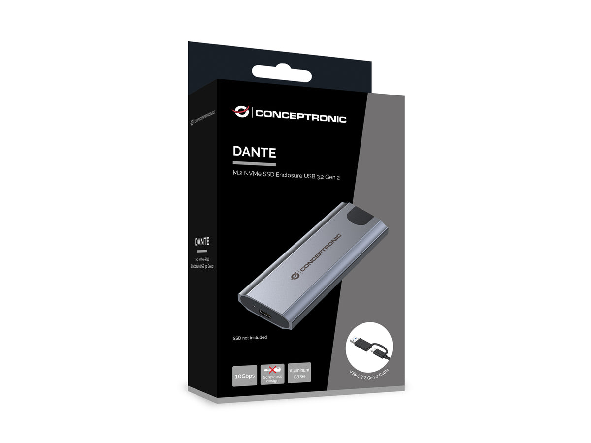 CONCEPTRONIC SSD Gehäuse M-Key M.2->M/B+M-Key/USB-C3.2    gr