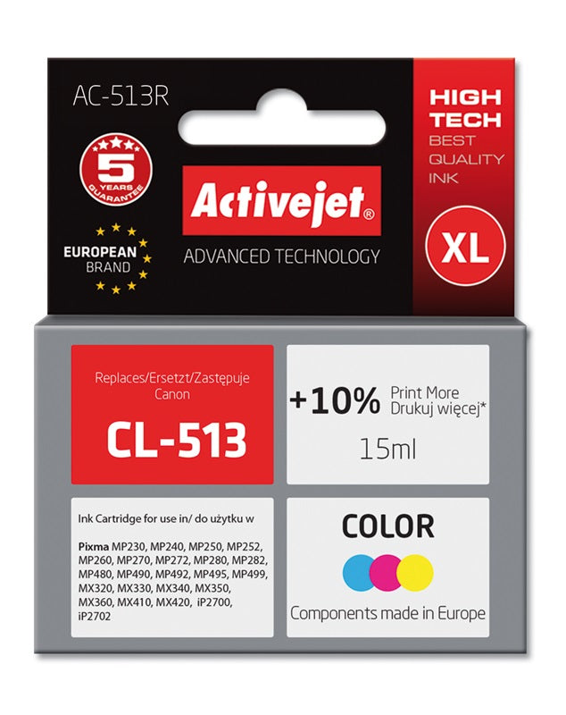 Activejet AC-513R Ink (replacement for Canon CL-513; Premium; 15 ml; color)