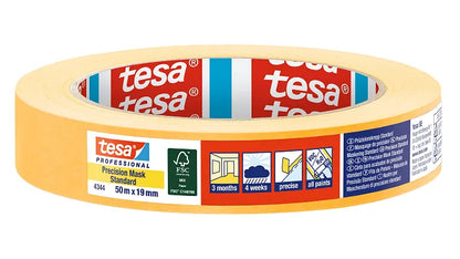 Tesa Masking Tape 50m x 10mm Stand,Prec, yellow 04344