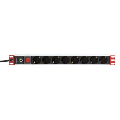 Techly Rack 19" Power Strip 8 Outlets Schuko Plug