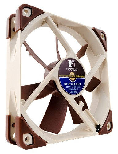 Noctua NF-S12A FLX 12 cm Computer Case Fan, Beige and Brown