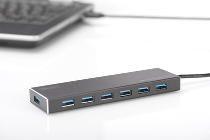 DIGITUS USB-Hub    7-Port 3.0->7xA3.0 m.Netzteil     schwarz