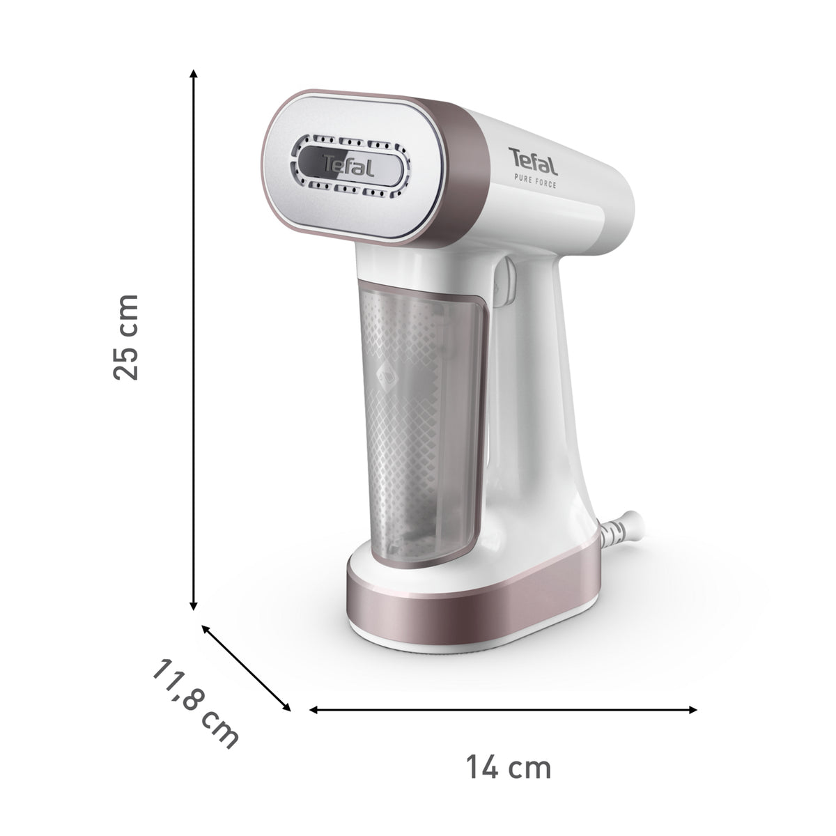 Tefal Pure Force DT8765E0 Handheld Garment Steamer, 0.18 L, 1800 W, Black/Cinnamon
