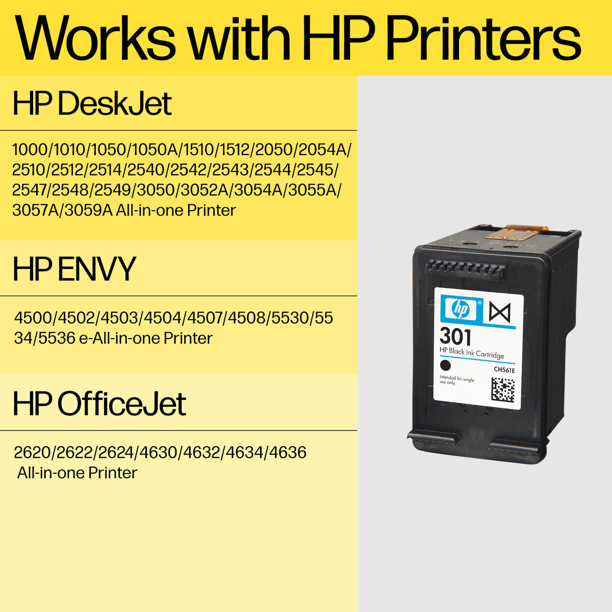 HP CH561EE Black Ink Cartridge No. 301