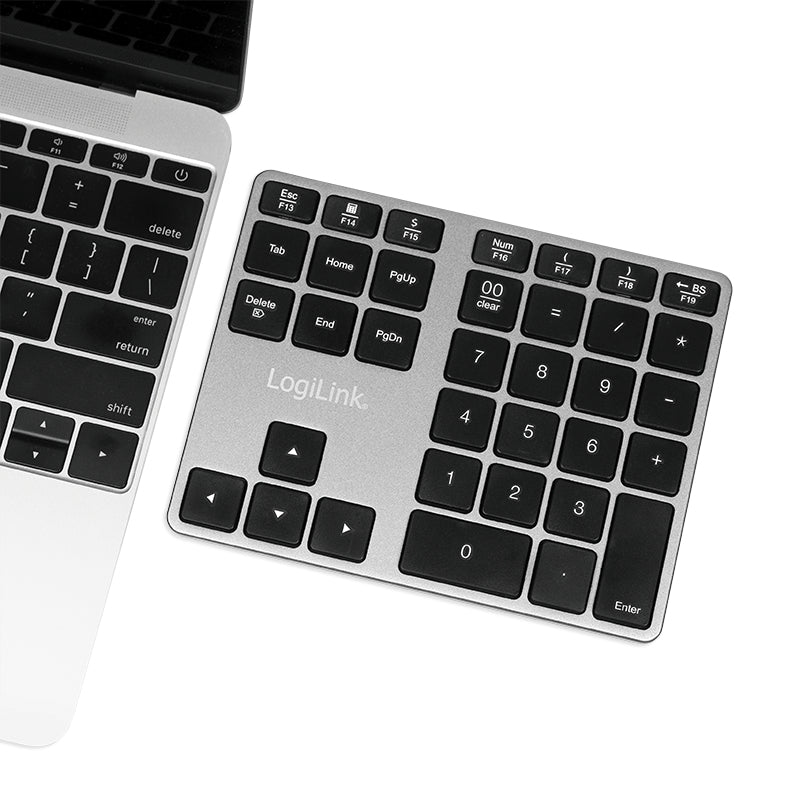 Logilink Bluetooth Keypad, 35 Keys, Aluminum, Space Gray