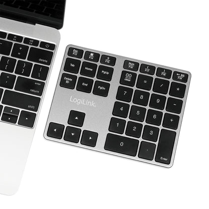 Logilink Bluetooth Keypad, 35 Keys, Aluminum, Space Gray