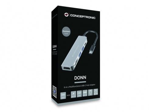CONCEPTRONIC  6-1 Dock USB-C->HDMI/2xUSB-A/SD/TF/+   15cm gr