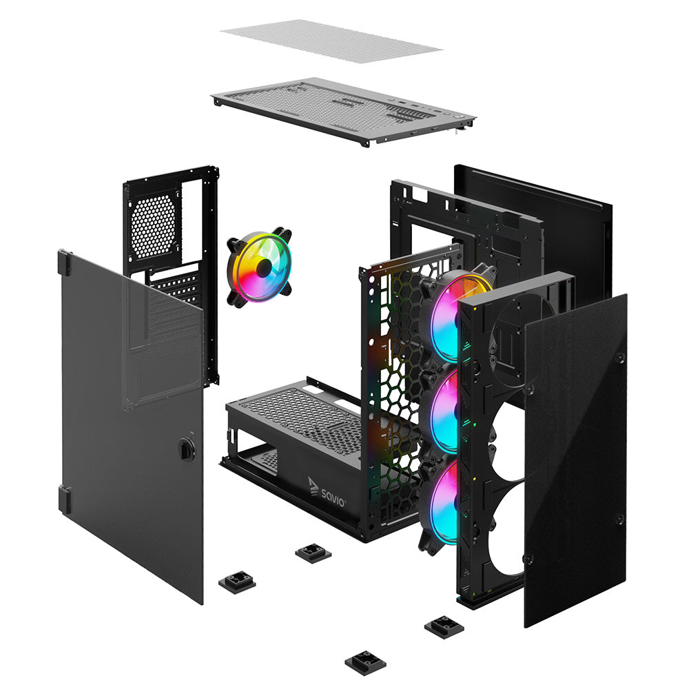 SAVIO PC Case Prime X1 ARGB Glass Black