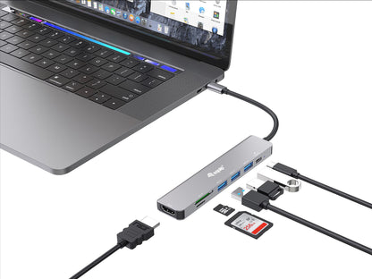 Equip Dock  7-1 USB-C->HDMI,3xUSB-A,SD/TF,100W USB-C   0.25m