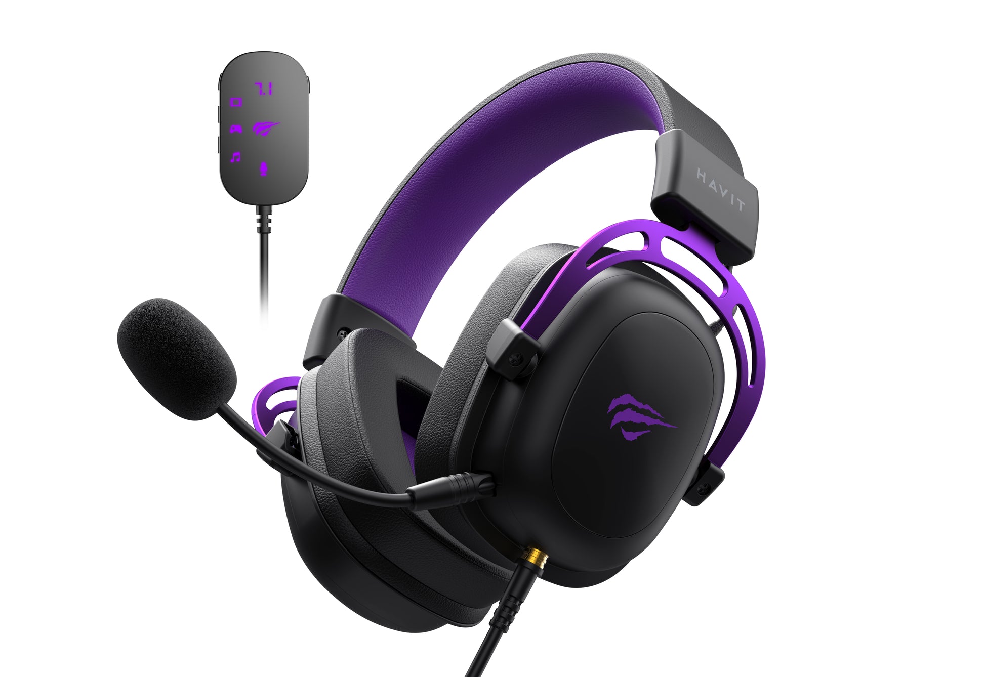 Επαγγελματικά ακουστικά gaming Havit H2002C+U σε μαύρο και μωβ χρώμα