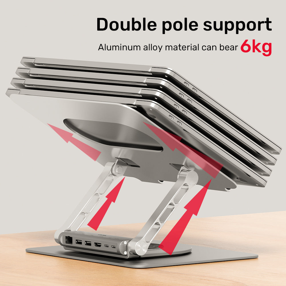 Adjustable laptop stand + USB-C HDMI hub Unitek D1109B01 PD 100W