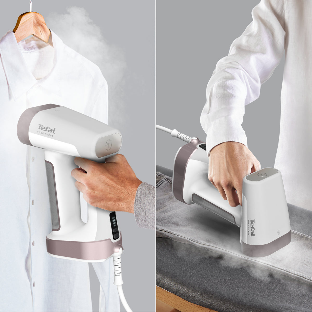 Tefal Pure Force DT8765E0 Handheld Garment Steamer, 0.18 L, 1800 W, Black/Cinnamon