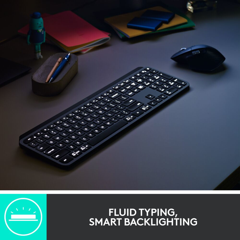 Logitech Master MX Keys Combo for Bussiness keyboard Mouse included Office RF Wireless + Bluetooth QWERTY US International Graphite
