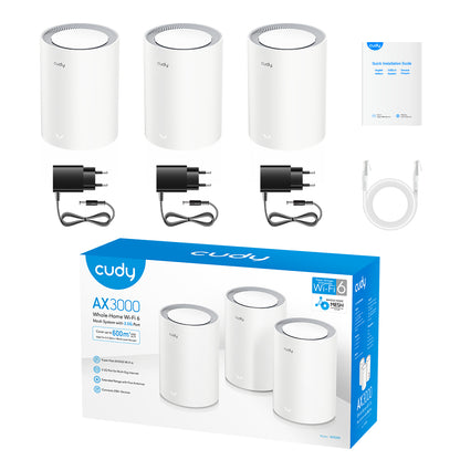Cudy AX3000 Wi‑Fi 6 Mesh 2.5G Dual‑band (2.4 GHz / 5 GHz) Wi‑Fi 6 (802.11ax) White Internal