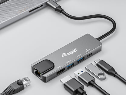 Equip Dock  5-1 USB-C->HDMI,2xUSB-A,GbE,100W USB-C     0.25m