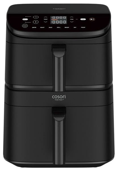 Cosori Heißluftfritteuse Turbo Tower Air CAF-DC121-ADER (μαύρη, 2.630 Watt, 2 καλάθια με 4,3 & 6,5 λίτρα)
