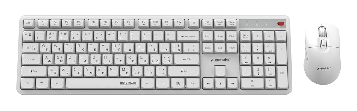 Gembird KBS-WMS-01-W-CYRL Silent key Pro Business wireless desktop set, white, RU layout