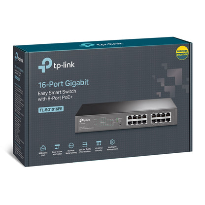 TP-Link TL-SG1016PE Network Switch Managed L2 Gigabit Ethernet (10/100/1000) Power over Ethernet (PoE) Black