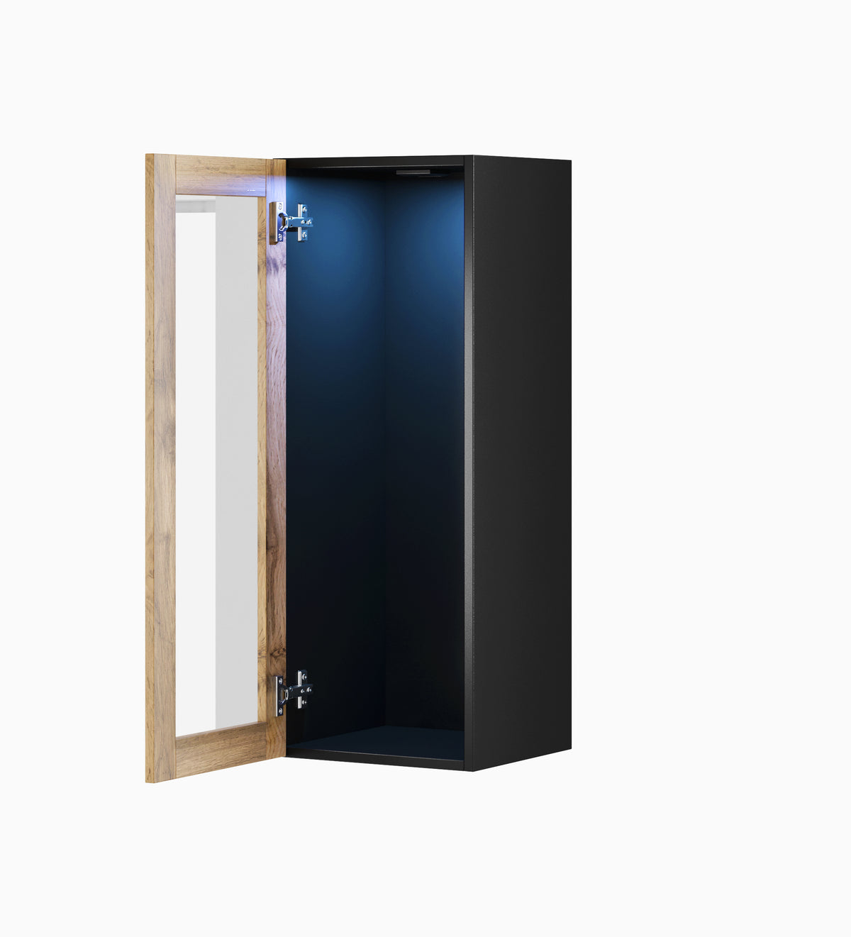 Ντουλάπι Cama VIGO "90" με γυαλί, διαστάσεις 90x35x32 εκ., χρώμα μαύρο/βαθύ δρύς Wotan