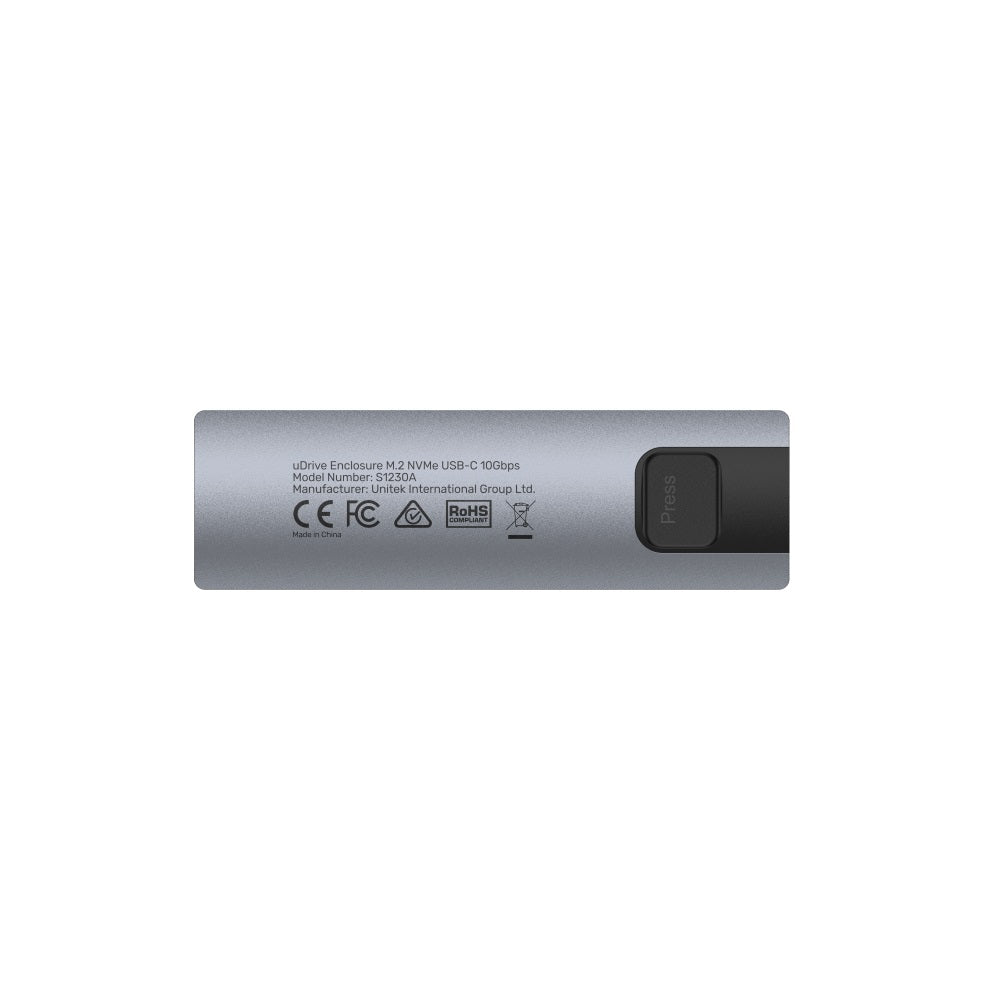 Κουτί UNITEK για M.2, Θύρα USB 3.2 Gen2 Τύπου-C για SSD M.2 NVME/SATA