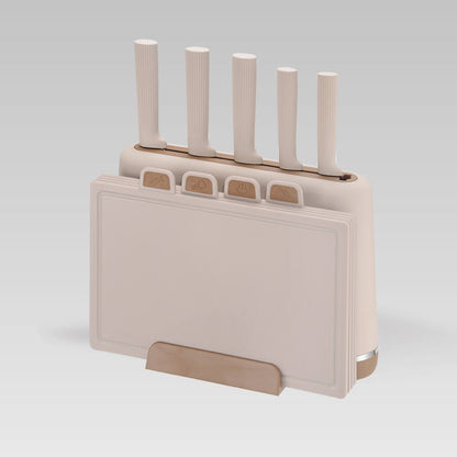Σετ Μαχαιριών Maestro MR-1412-BEIGE με βάση και σετ επιφάνειας κοπής σε μπεζ χρώμα
