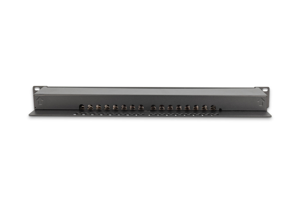 DIGITUS Patch Panel 1U 16-Port Cat6 Shielded Black