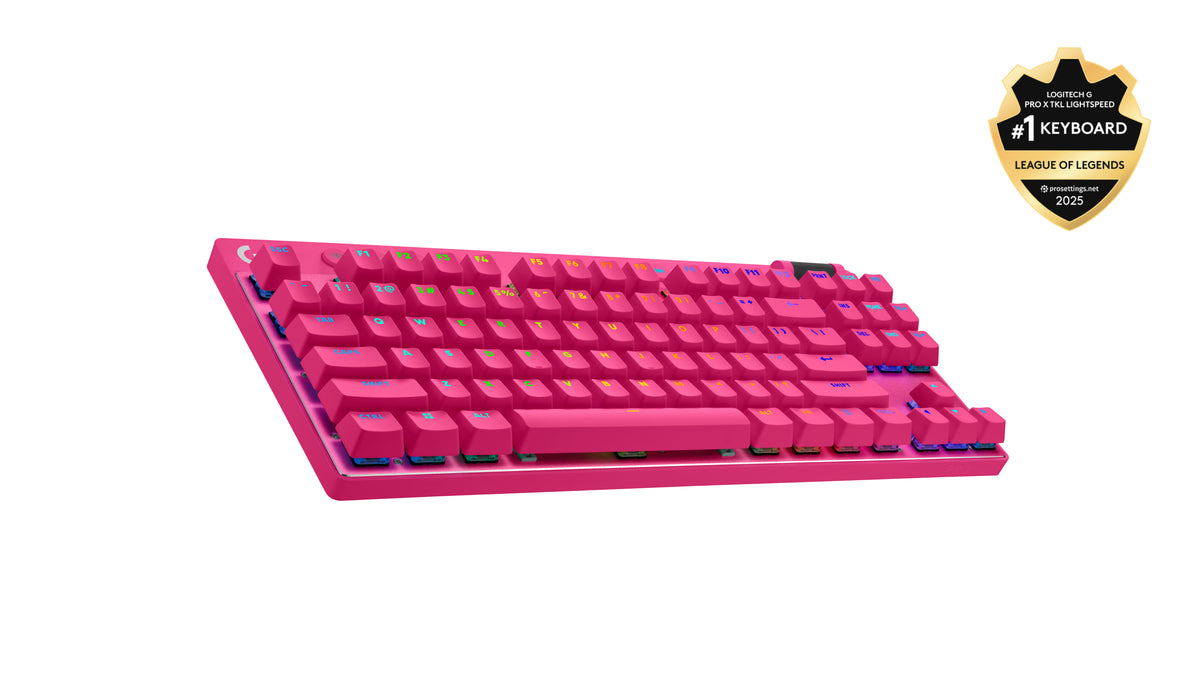 Logitech G PRO X TKL Gaming Keyboard — RF Wireless + Bluetooth, QWERTY US International, Magenta