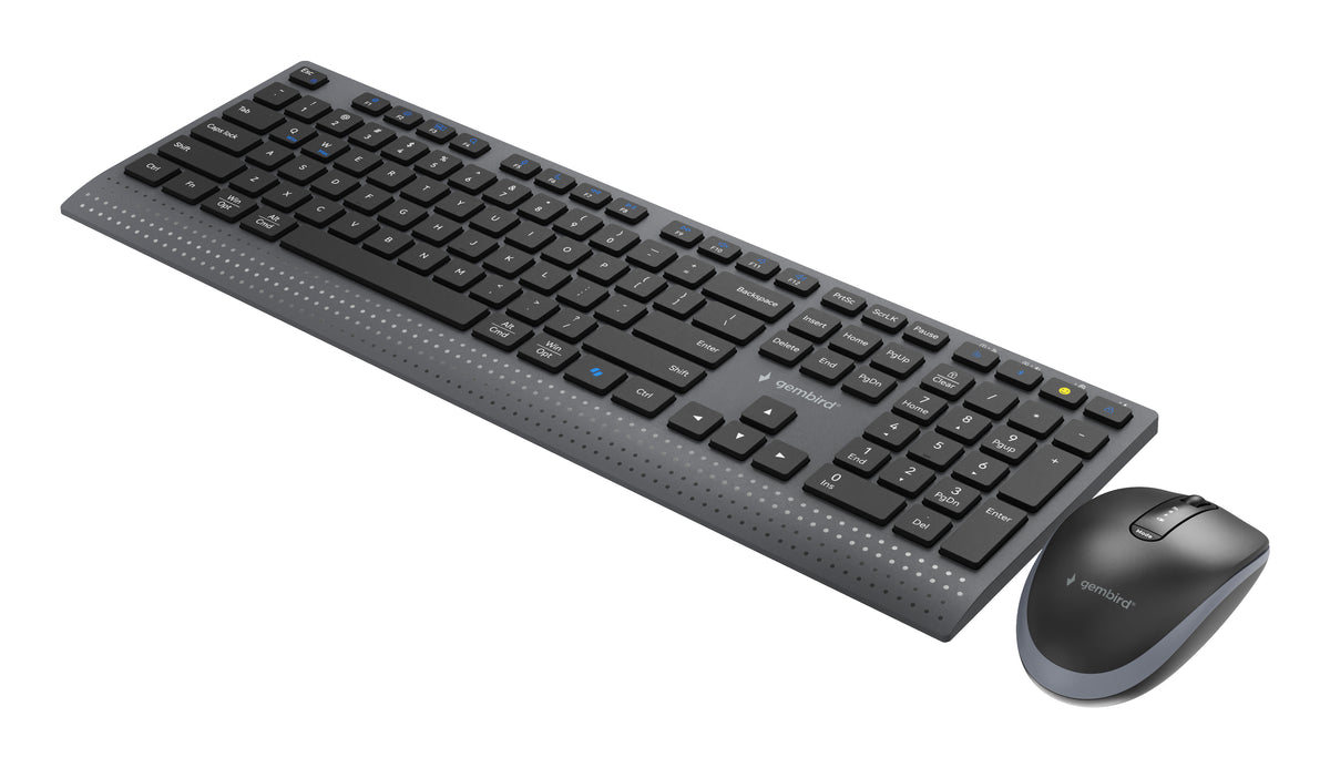 Gembird KBS-WPS-02 Dual-mode Slim Wireless Desktop Set, 2.4G+BT, US layout