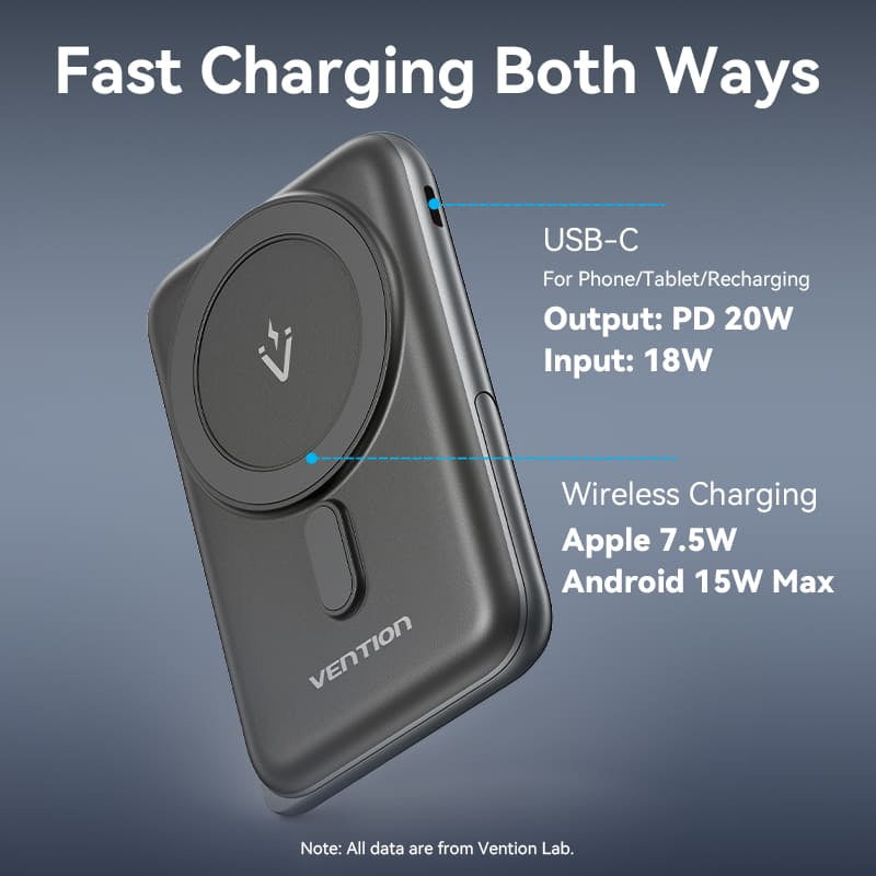 Vention 10000mAh 20W - magnetic power bank (black)