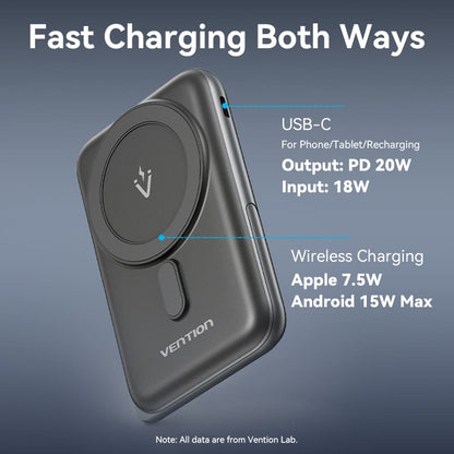 Vention 10000mAh 20W - magnetic power bank (black)