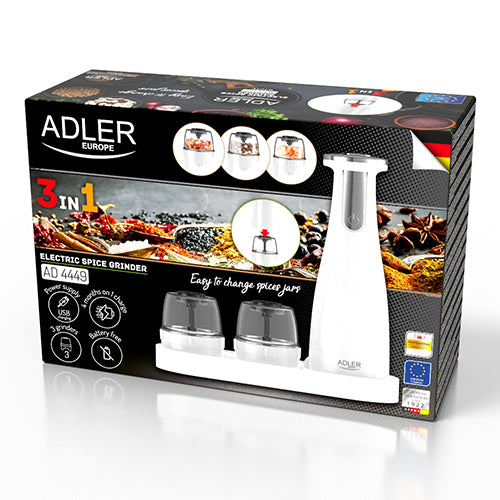 Σετ Μύλων Μπαχαρικών Adler AD 4449W σε Λευκό Χρώμα