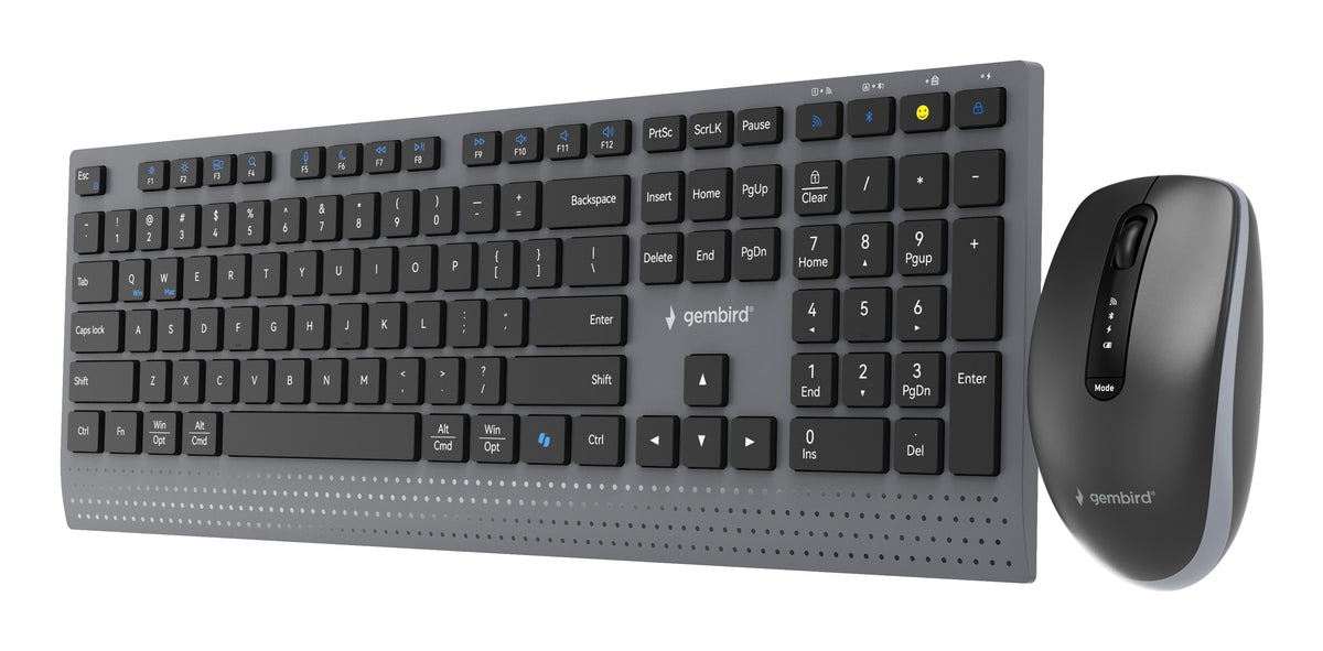 Gembird KBS-WPS-02 Dual-mode Slim Wireless Desktop Set, 2.4G+BT, US layout