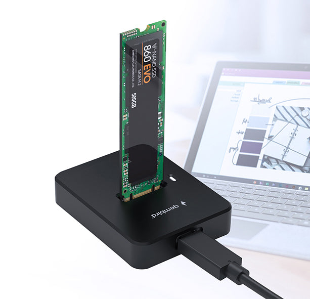 gembird Desktop-USB-Typ-C-M.2-SATA- Dockingstation, schw.