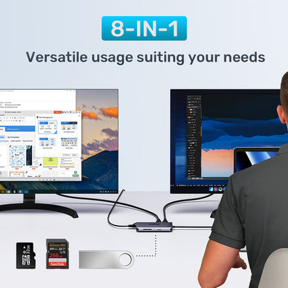 UNITEK ACTIVE HUB USB-C 2X HDMI 4K, RJ45, PD 100W