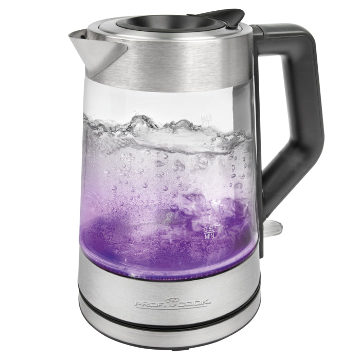 Proficook Glas-Wasserkocher PC-WKS 1190 G (inox/schwarz, 1,7 Liter)