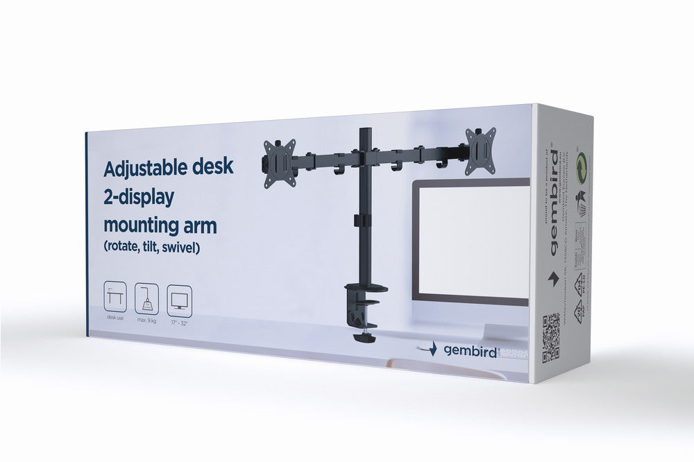 Gembird MA-D2-01 monitor mount / stand 81.3 cm (32") Desk Black