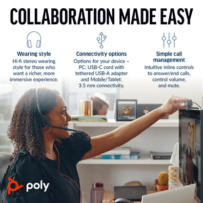 Poly Headset Blackwire 3225 Stereo UC USB-C