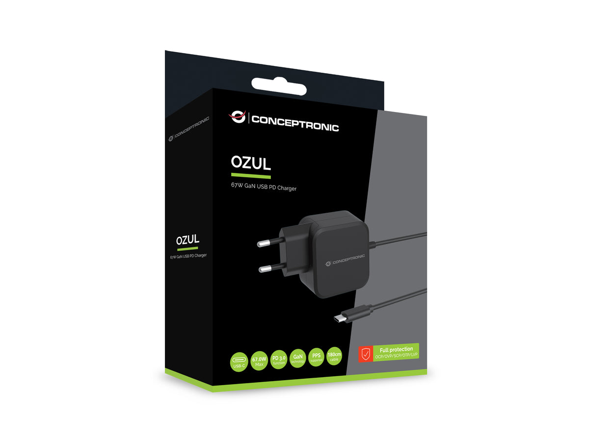 CONCEPTRONIC Ladegerät 1Port GaN USB-C Desk  67WPD3.0/PPS sw