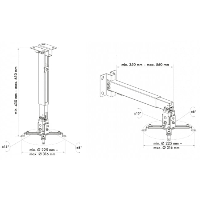 Schwaiger Projector Wall Mount Height 430–650 mm Max. 20 kg White