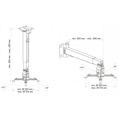 Schwaiger Projector Wall Mount Height 430–650 mm Max. 20 kg White
