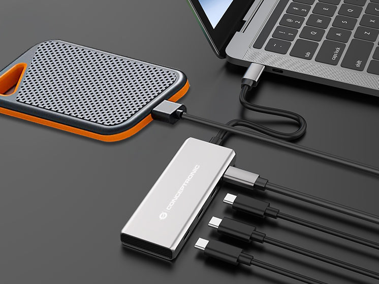 CONCEPTRONIC  4-1 Dock USB-C->3xUSB-C/100WPD         25cm gr
