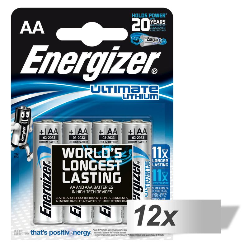 12x4 Μπαταρίες Energizer Ultimate Λιθίου Mignon AA LR6 1,5V