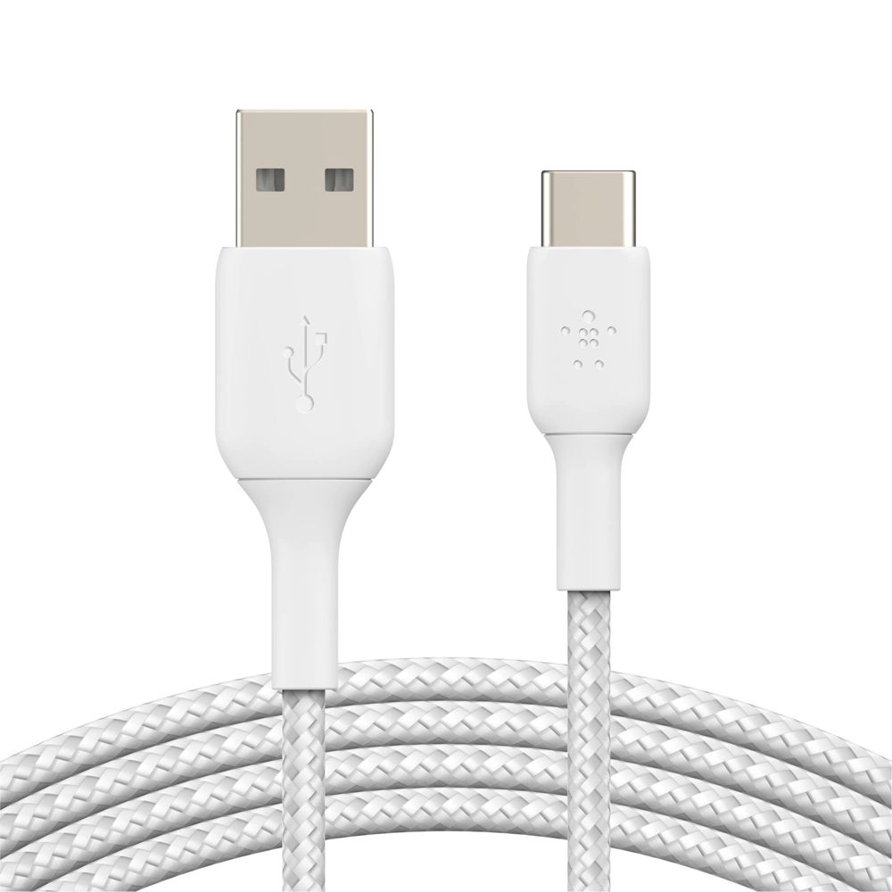 Belkin USB-C/USB-A Καλώδιο 3m Με Πλέξη, Λευκό